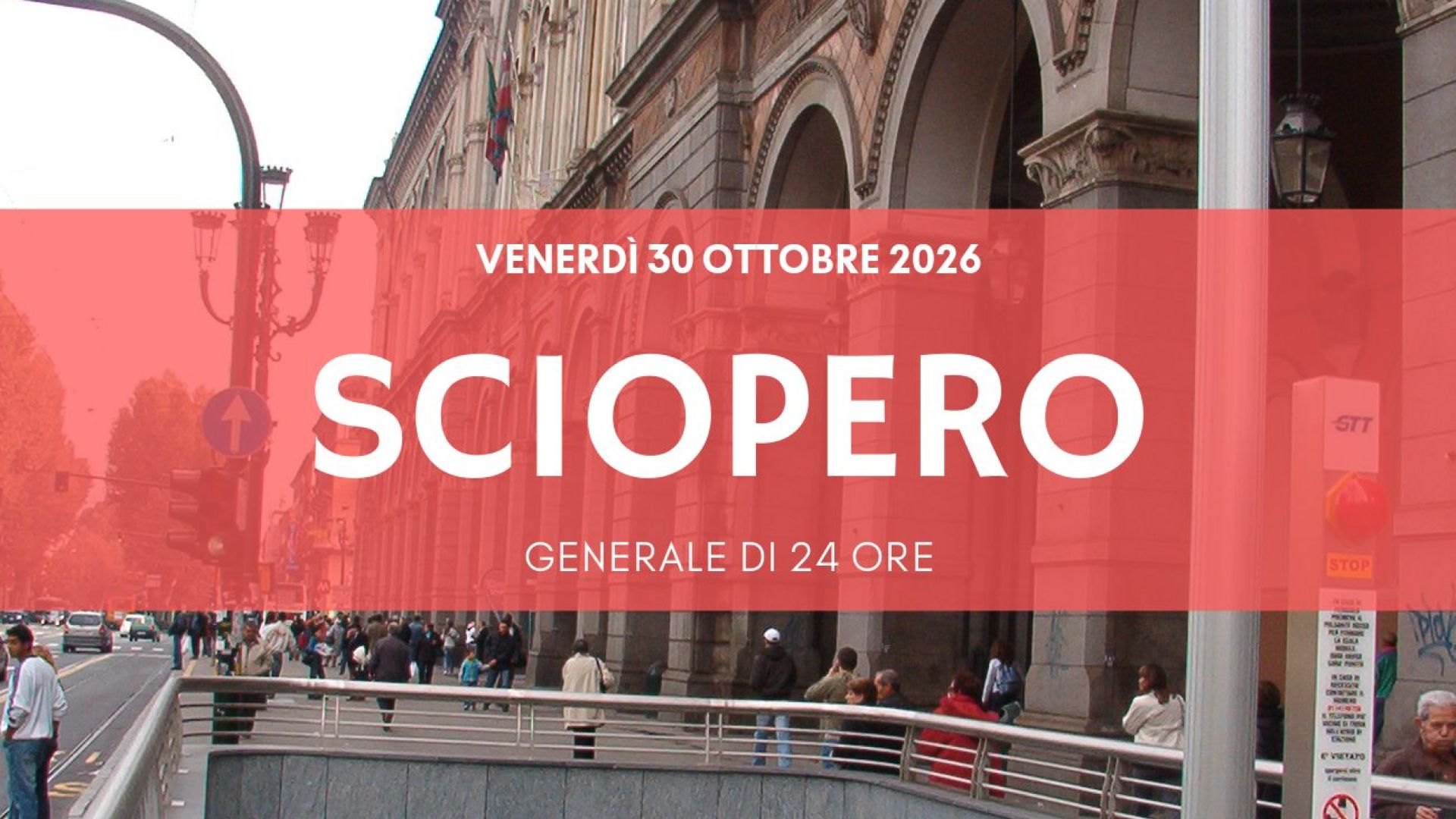 Ingresso della metropolitana di Torino a Porta Nuova, linea 1 coinvolta nello sciopero generale del 30 ottobre